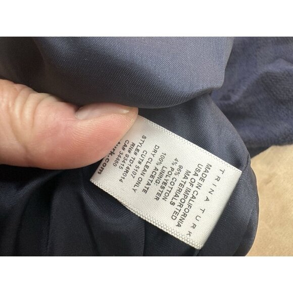 Trina Turk Navy Blue Tweed Dress Fringe Shift Career Sz 12 Textured Knit Party - Picture 2 of 6